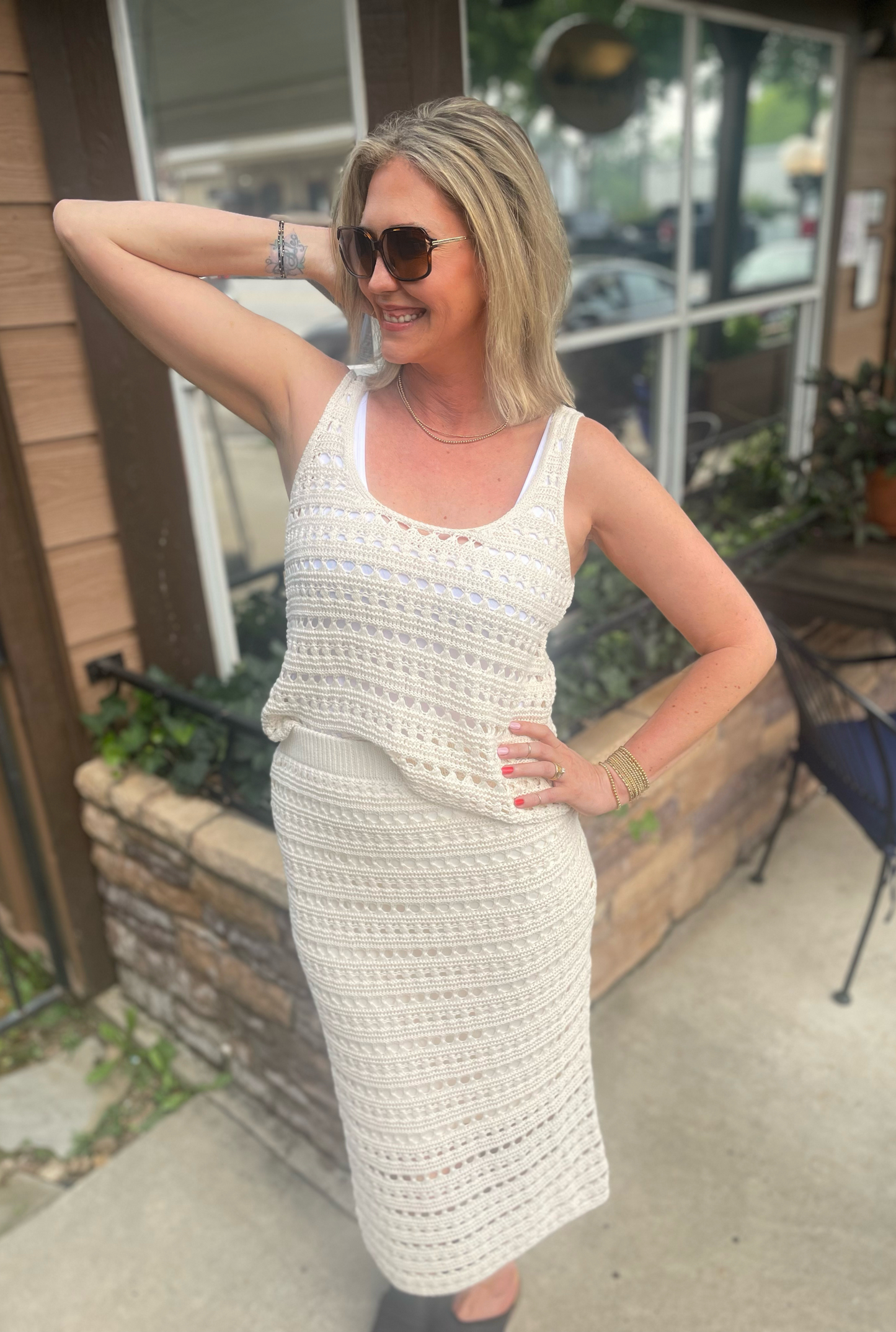 CREAM CROCHET SKIRT