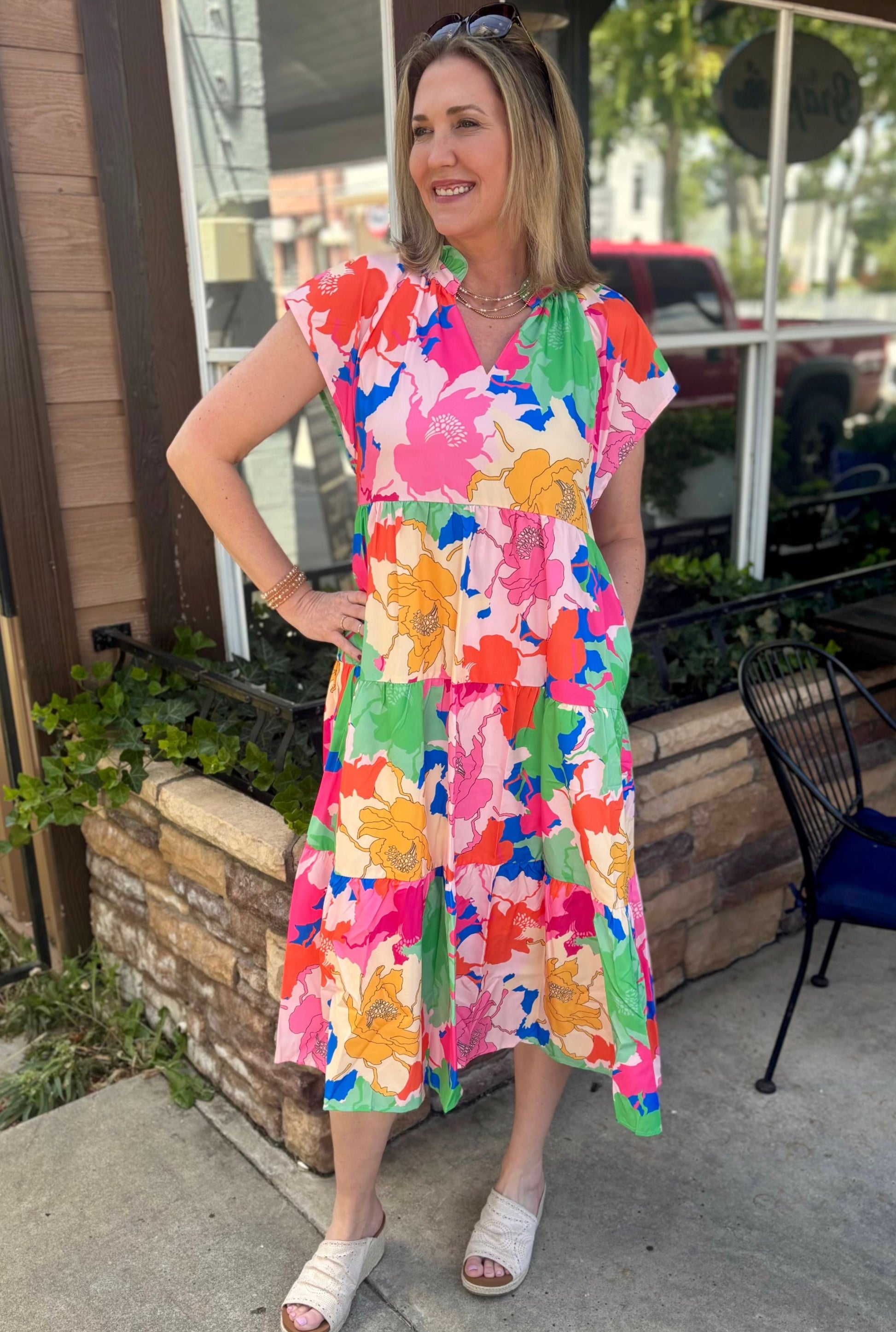 VIBRANT FLORALS DRESS