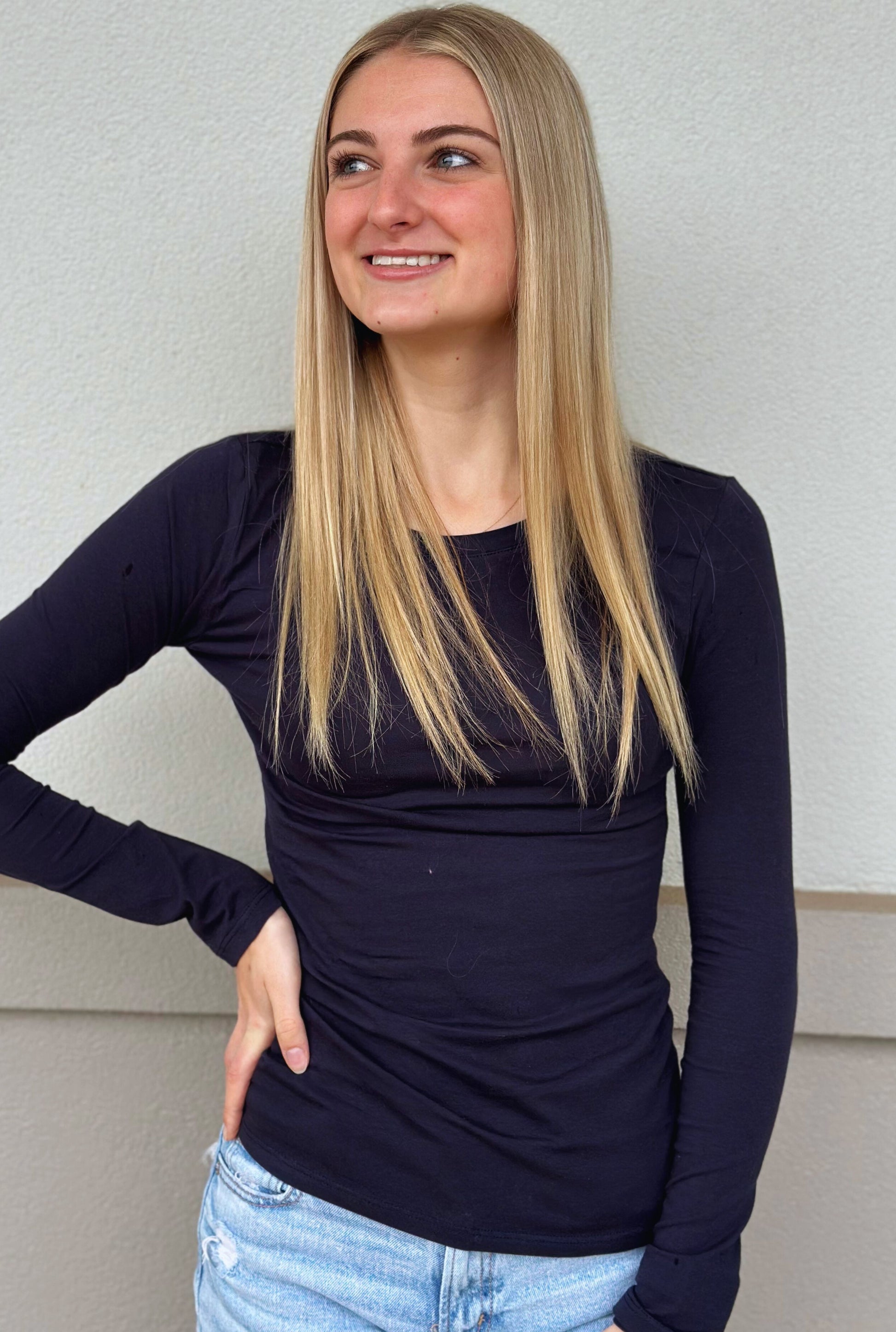 NAVY SPANDEX JERSEY TOP