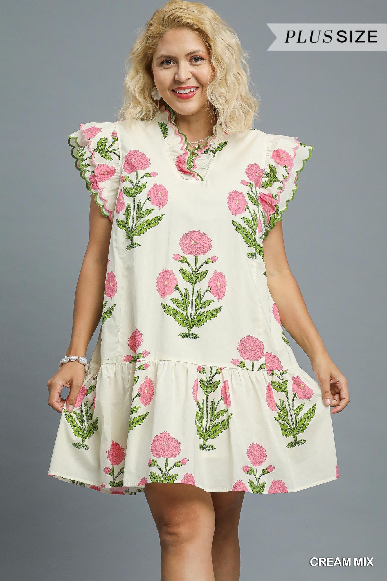 CURVY CREAM WILD FLOWERS DRESS