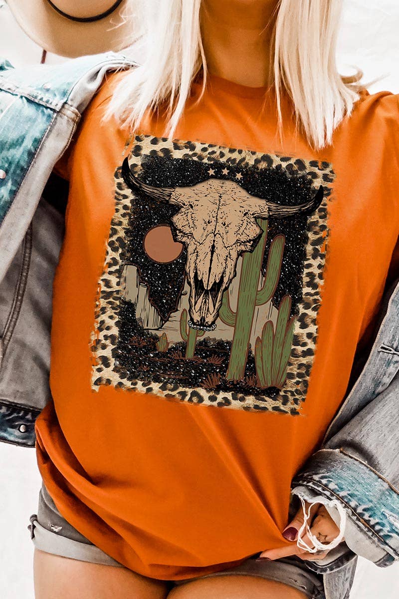 BULL SKULL,DESERT,CACTUS UNISEX SHORT SLEEVE