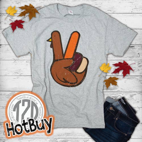 Peace Sign Turkey Thanksgiving T-Shirt