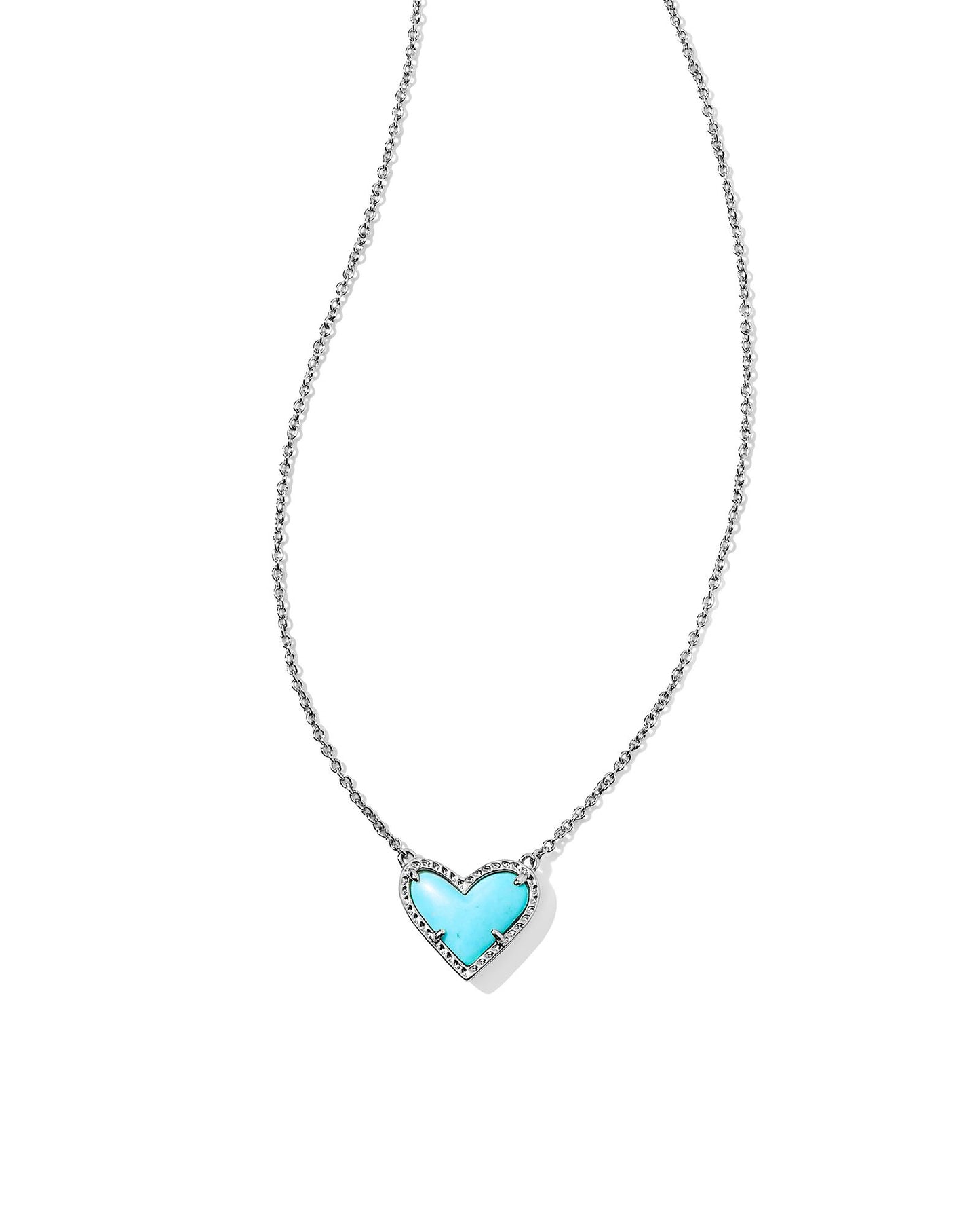 ARI HEART SHORT PENDANT NECKLACE SILVER TURQUOISE MAGNESITE