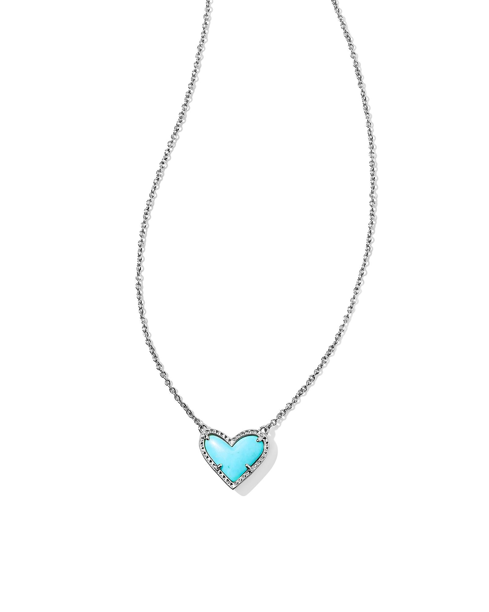 ARI HEART SHORT PENDANT NECKLACE SILVER TURQUOISE MAGNESITE