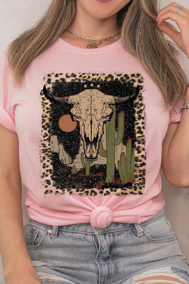 BULL SKULL,DESERT,CACTUS UNISEX SHORT SLEEVE