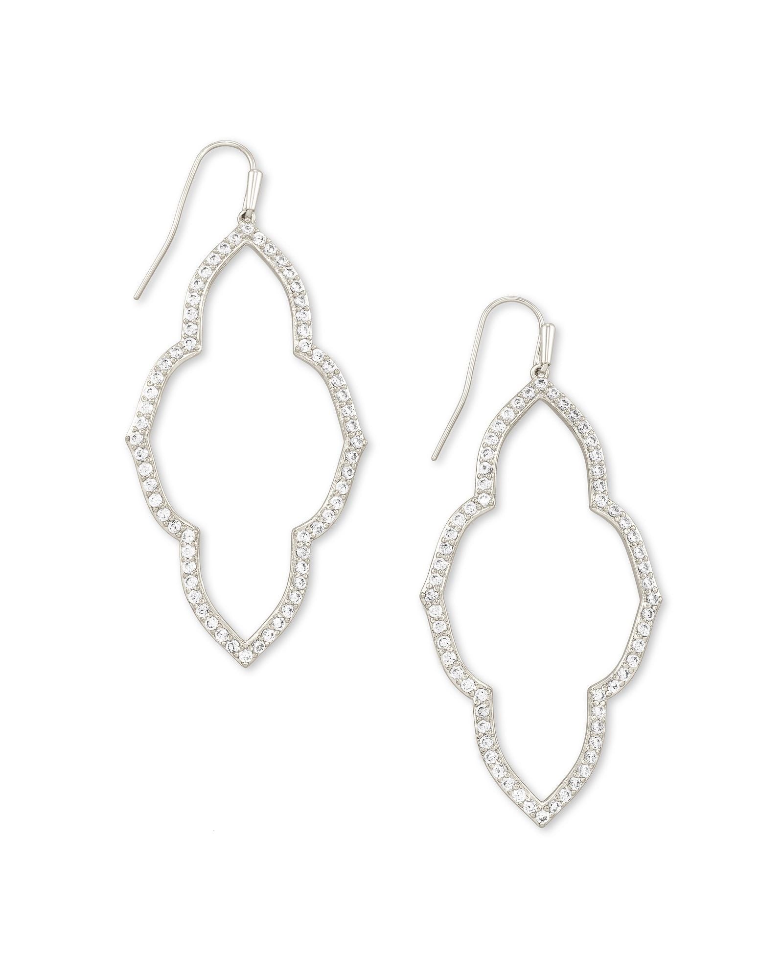 ABBIE OPEN FRAME EARRINGS RHODIUM METAL