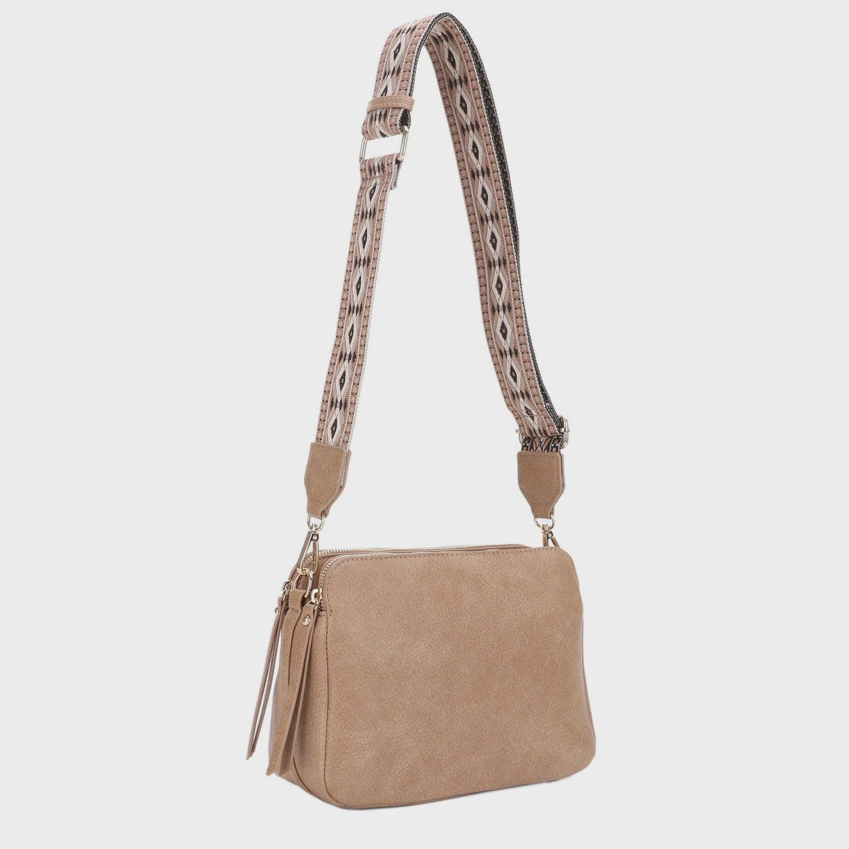 Mila 3 Compartment Crossbody Bag with Guitar Strap