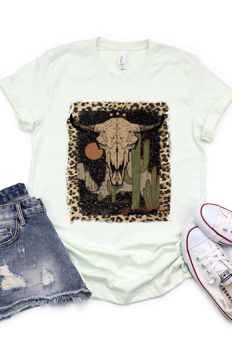 BULL SKULL,DESERT,CACTUS UNISEX SHORT SLEEVE