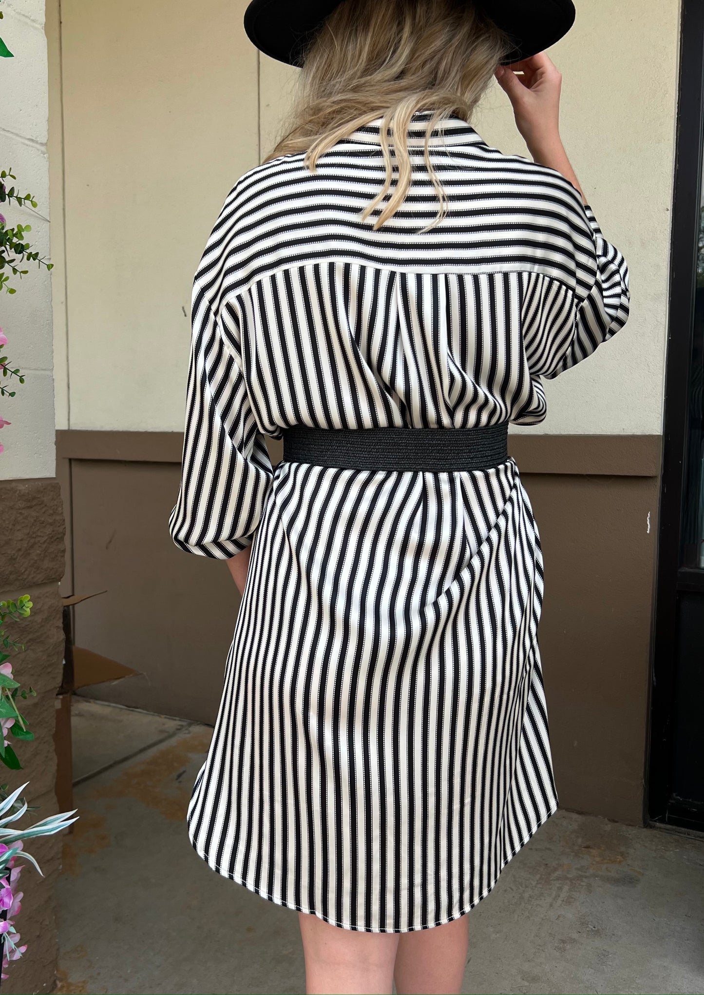 SOPHISTICATED IN STRIPES MINI DRESS