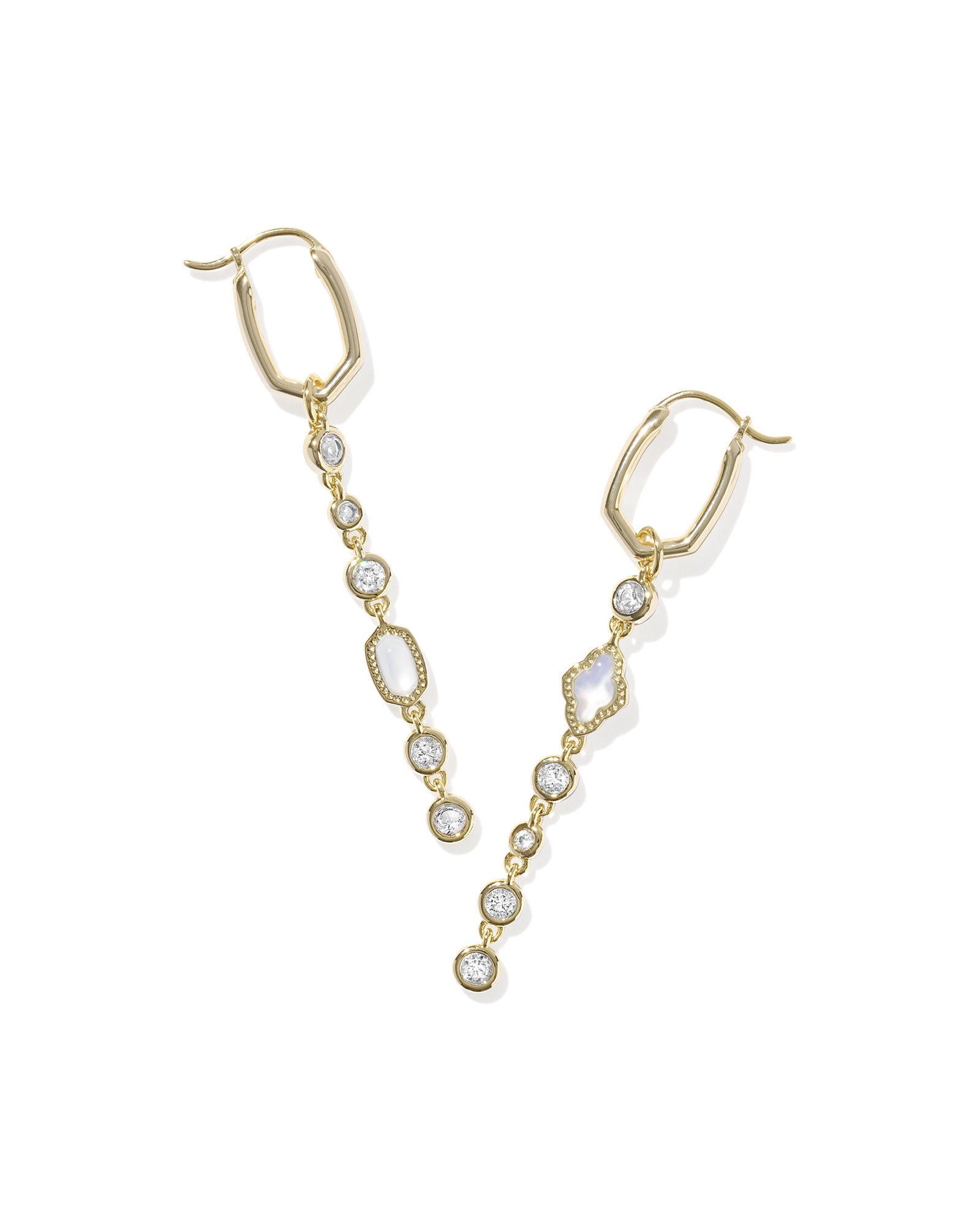 MINI ELISA ABBIE HUGGIE EARRINGS GOLD WHITE MIX