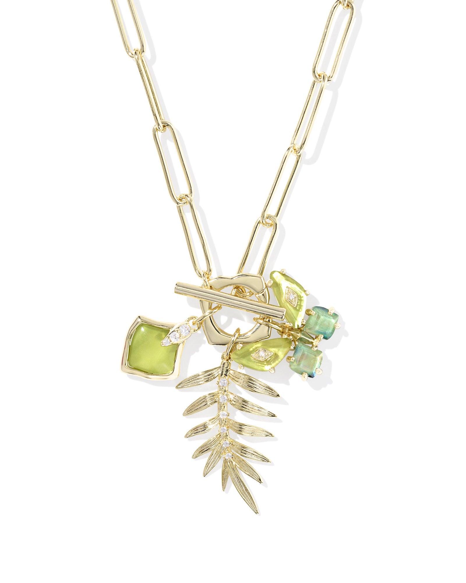 BIANCA BUTTERFLY CHARM NECKLACE GOLD GREEN MIX