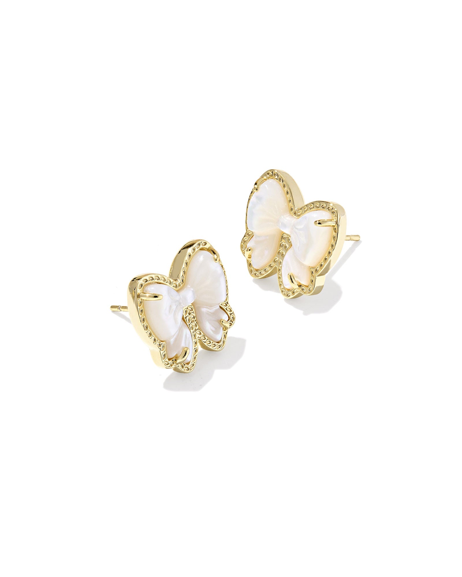 HALEY BOW STUD EARRINGS GOLD IVORY MOTHER OF PEARL