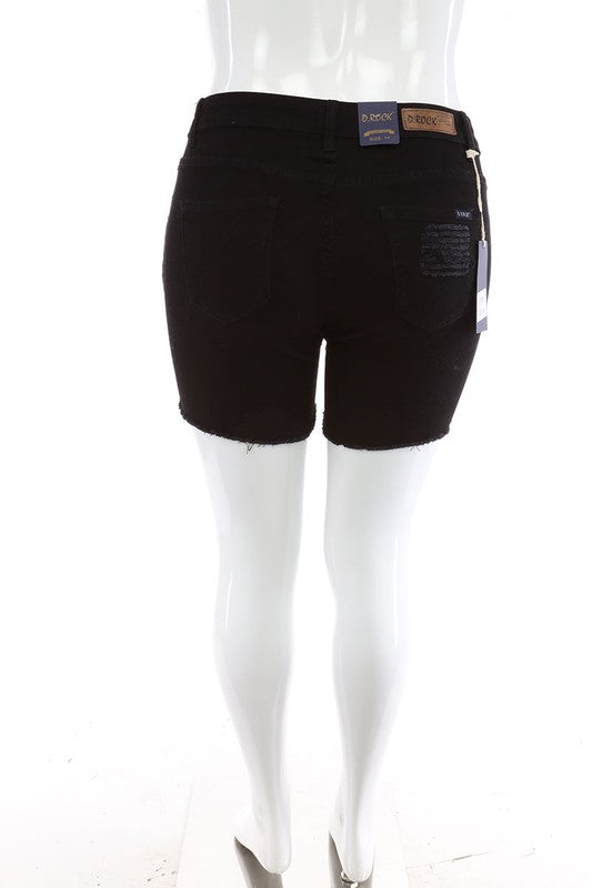 CURVY BLACK DENIM SHORTS