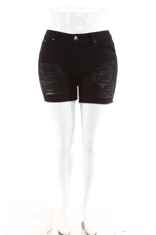 CURVY BLACK DENIM SHORTS