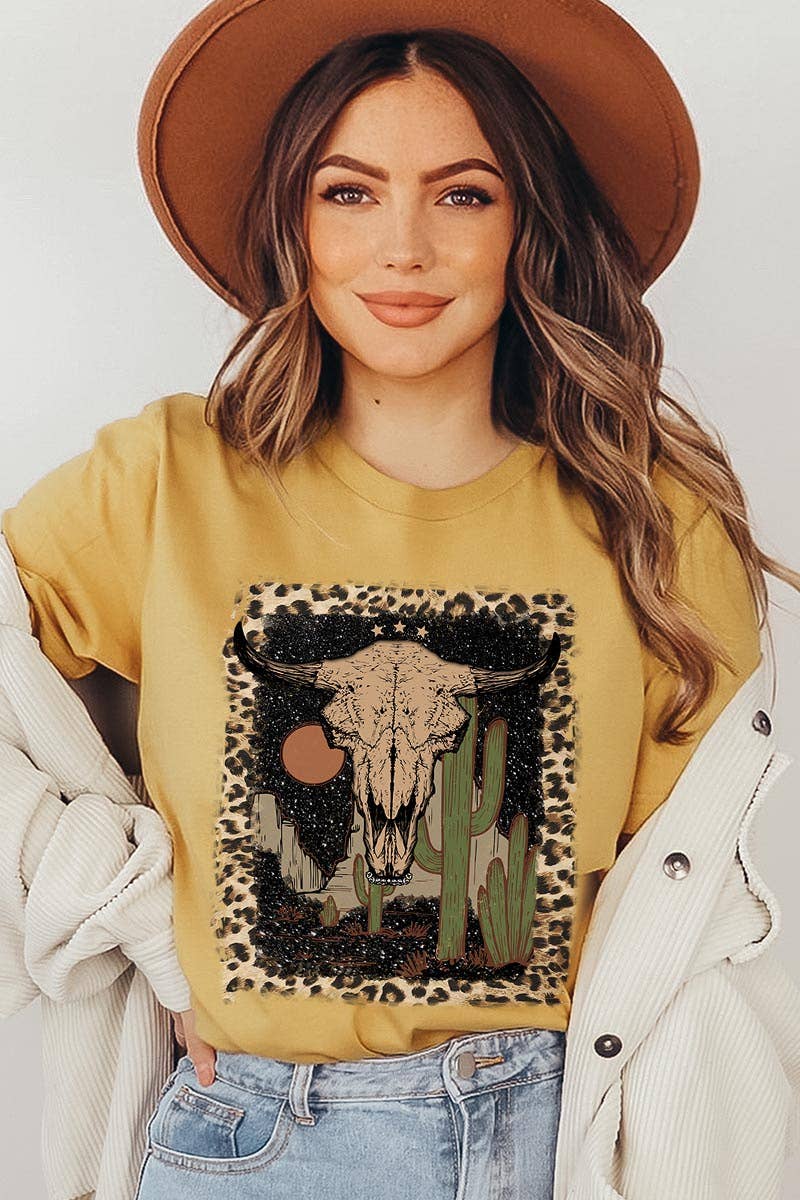 BULL SKULL,DESERT,CACTUS UNISEX SHORT SLEEVE