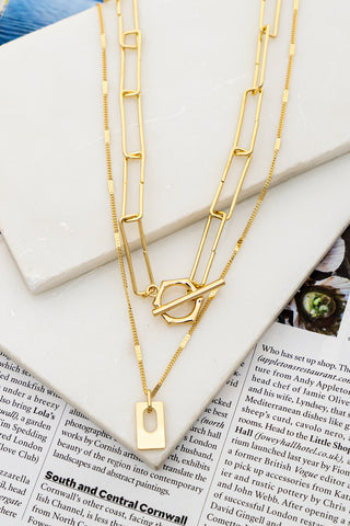 2 ROW GOLD LINK AND CHAIN NECKLACE