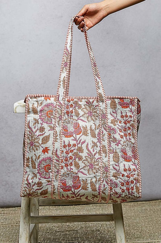 FLORAL POL TOTE BAG
