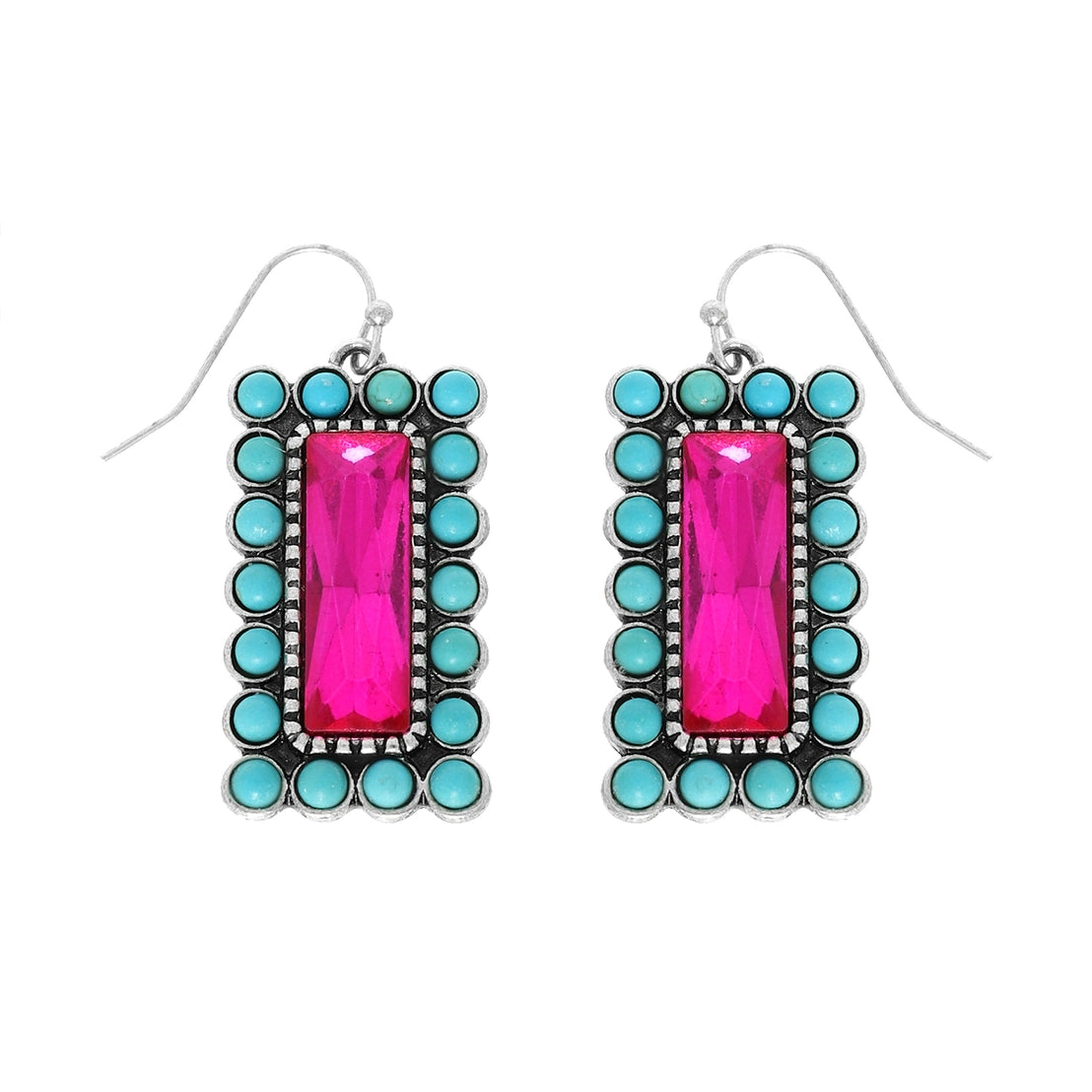 Western Vertical Turquoise Bar Earrings