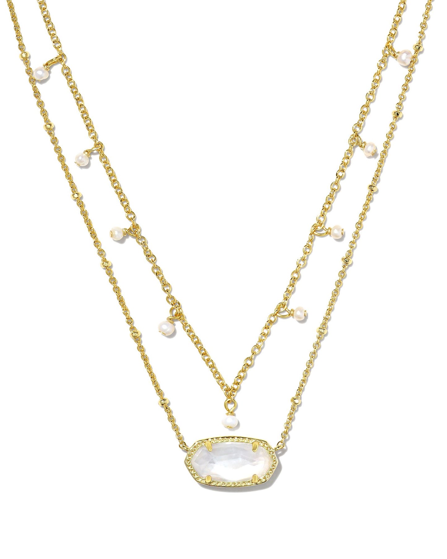 ELISA PEARL MULTI STRAND NECKLACE GOLD IVORY MOTHER OF PEARL