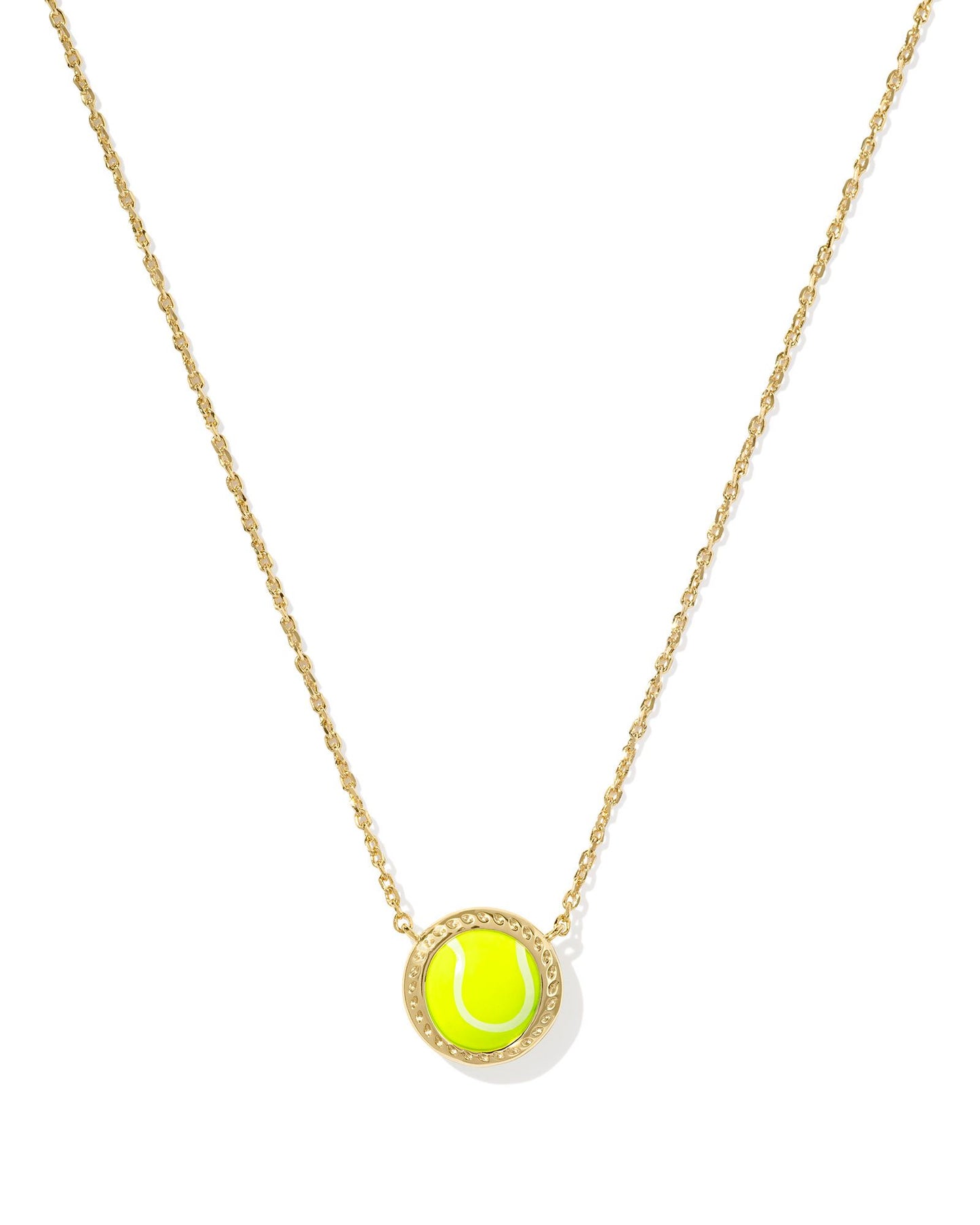 TENNIS SHORT PENDANT NECKLACE GOLD CHARTREUSE MAGNESITE