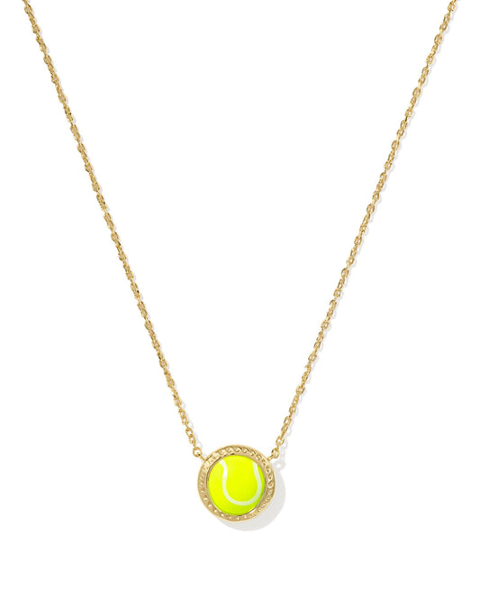 TENNIS SHORT PENDANT NECKLACE GOLD CHARTREUSE MAGNESITE