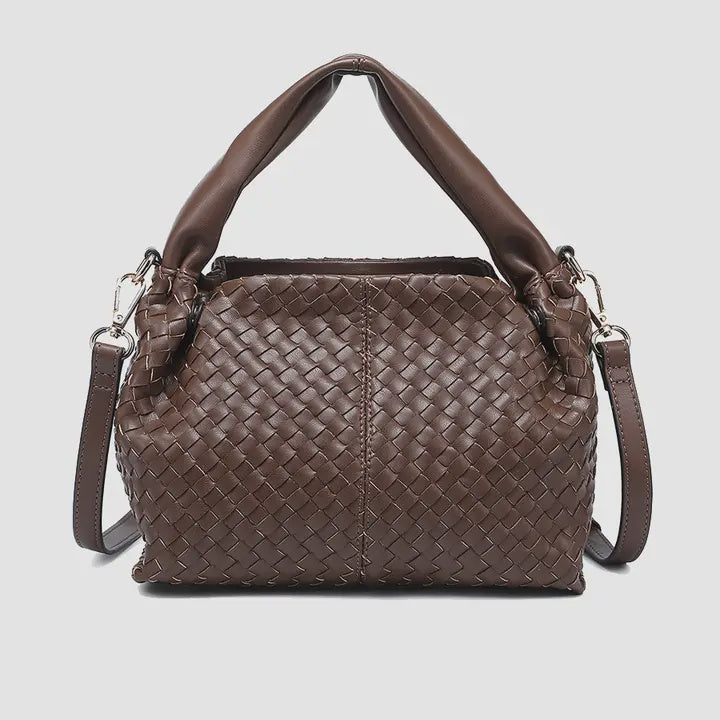 BROWN WOVEN CROSSBODY