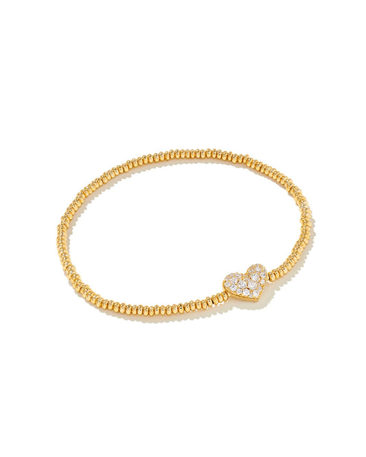 ARI HEART PAVE STRETCH BRACELET GOLD WHITE CRYST