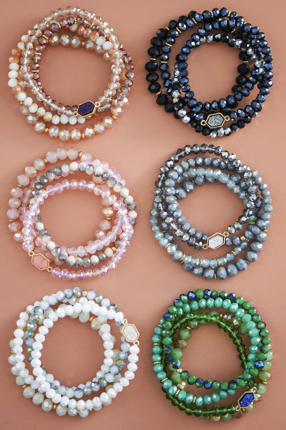 Glass Crystal Bead Bracelet Set