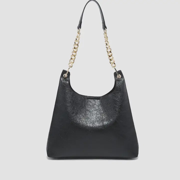 GLOSS BLACK SHOULDER BAG