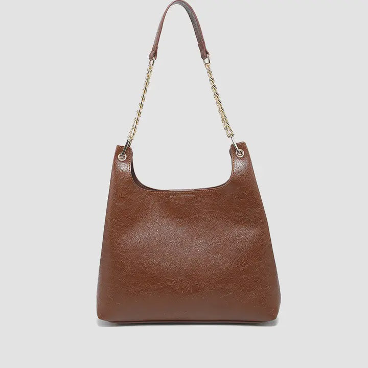 BROWN GLOSS SHOULDER BAG