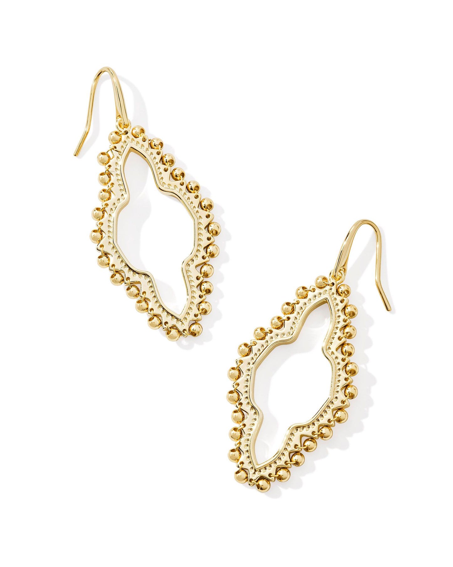 ABBIE BEADED OPEN FRAME EARRINGS GOLD