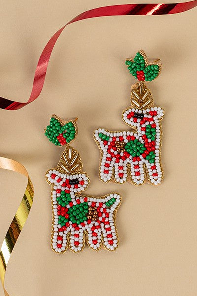 Beaded Reindeer Earrings