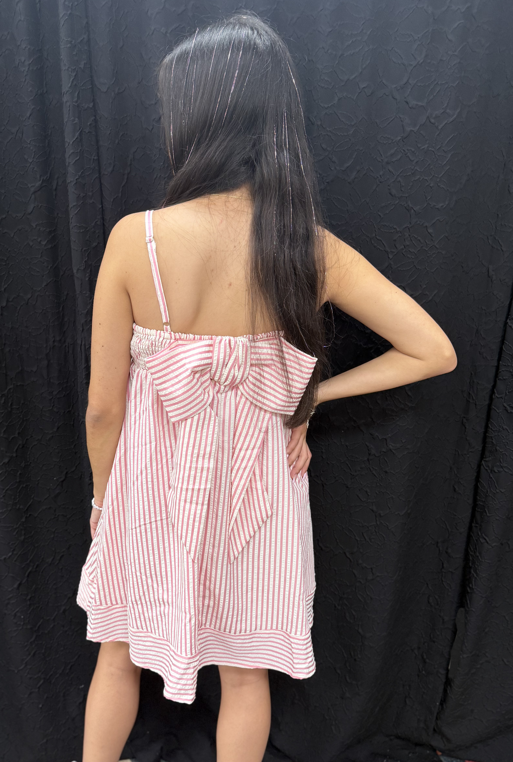 PINK BABYDOLL BOW DRESS