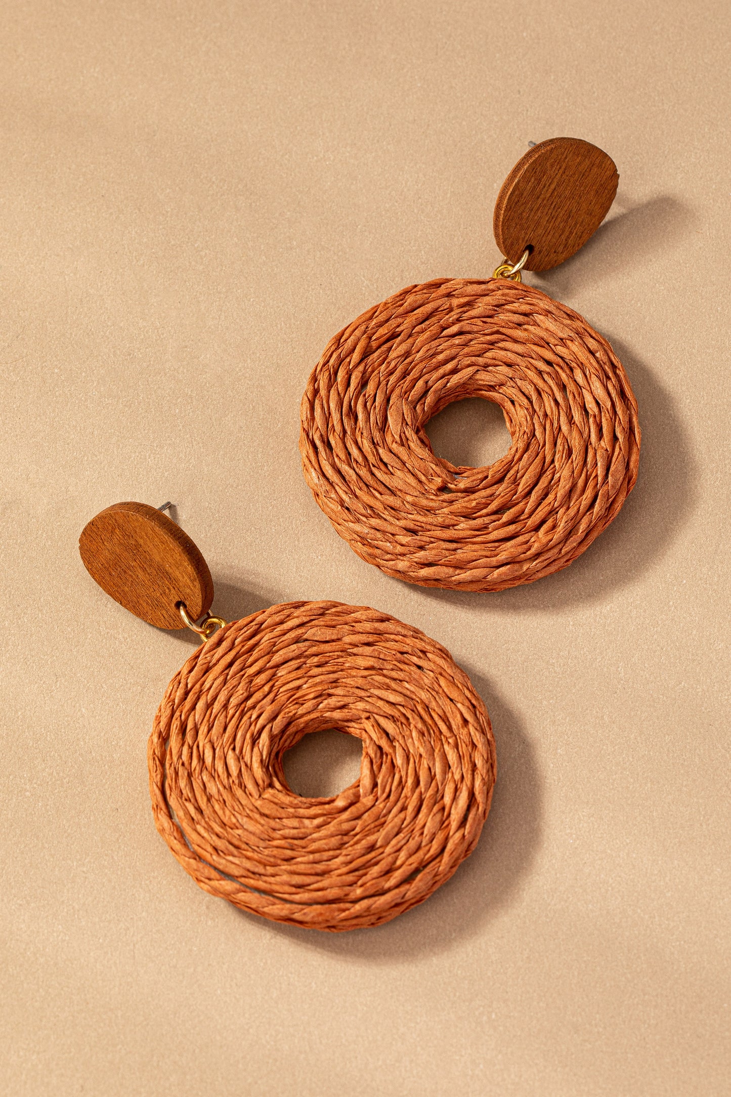 Raffia Straw Hoop Drop Earrings