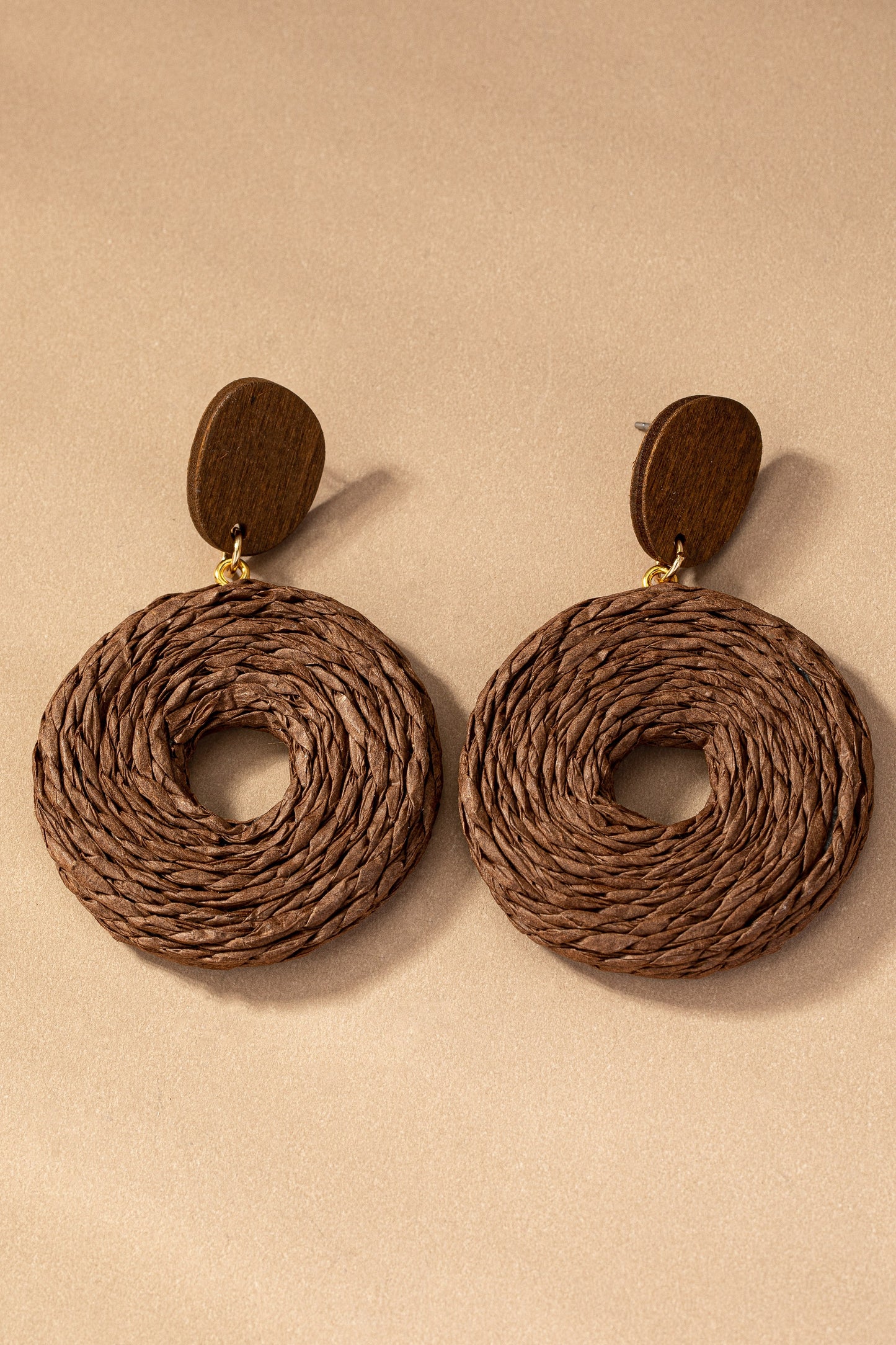 Raffia Straw Hoop Drop Earrings