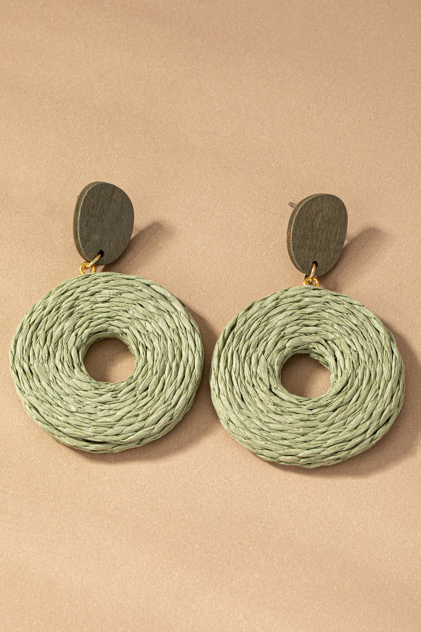 Raffia Straw Hoop Drop Earrings