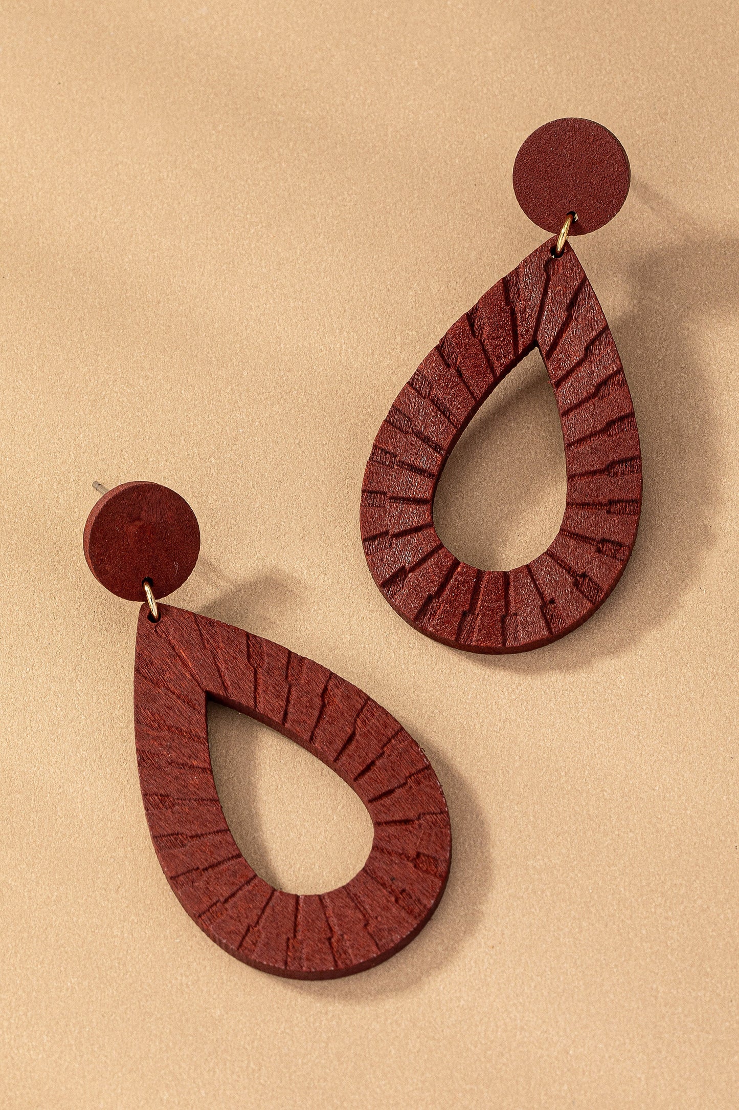 ENGRAVED WOOD DROP EARRINGS