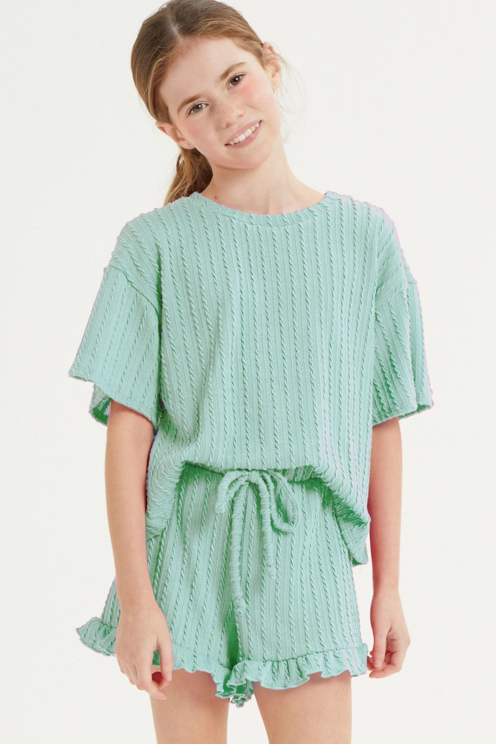 KIDS MINT RIBBED SET