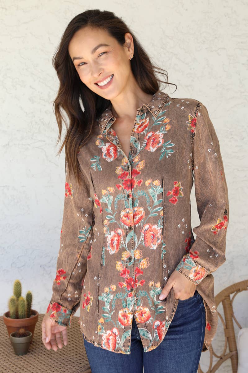 E2R17-A652 BUTTON DOWN LATTICE BACK TOP