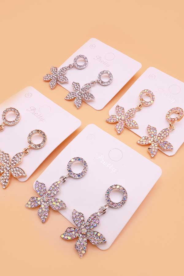 FLOWER RHINESTONE EARRINGS