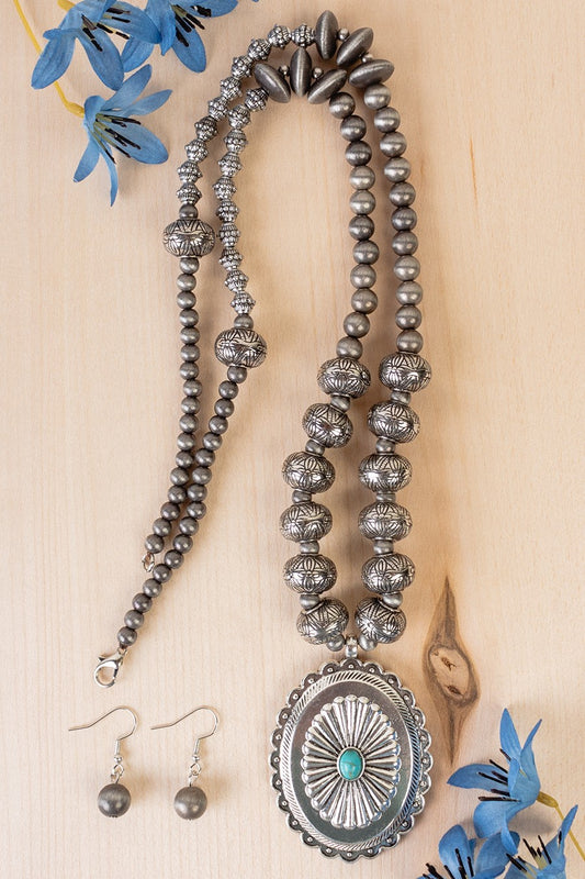 Silver Squash Blossom Concho Necklace