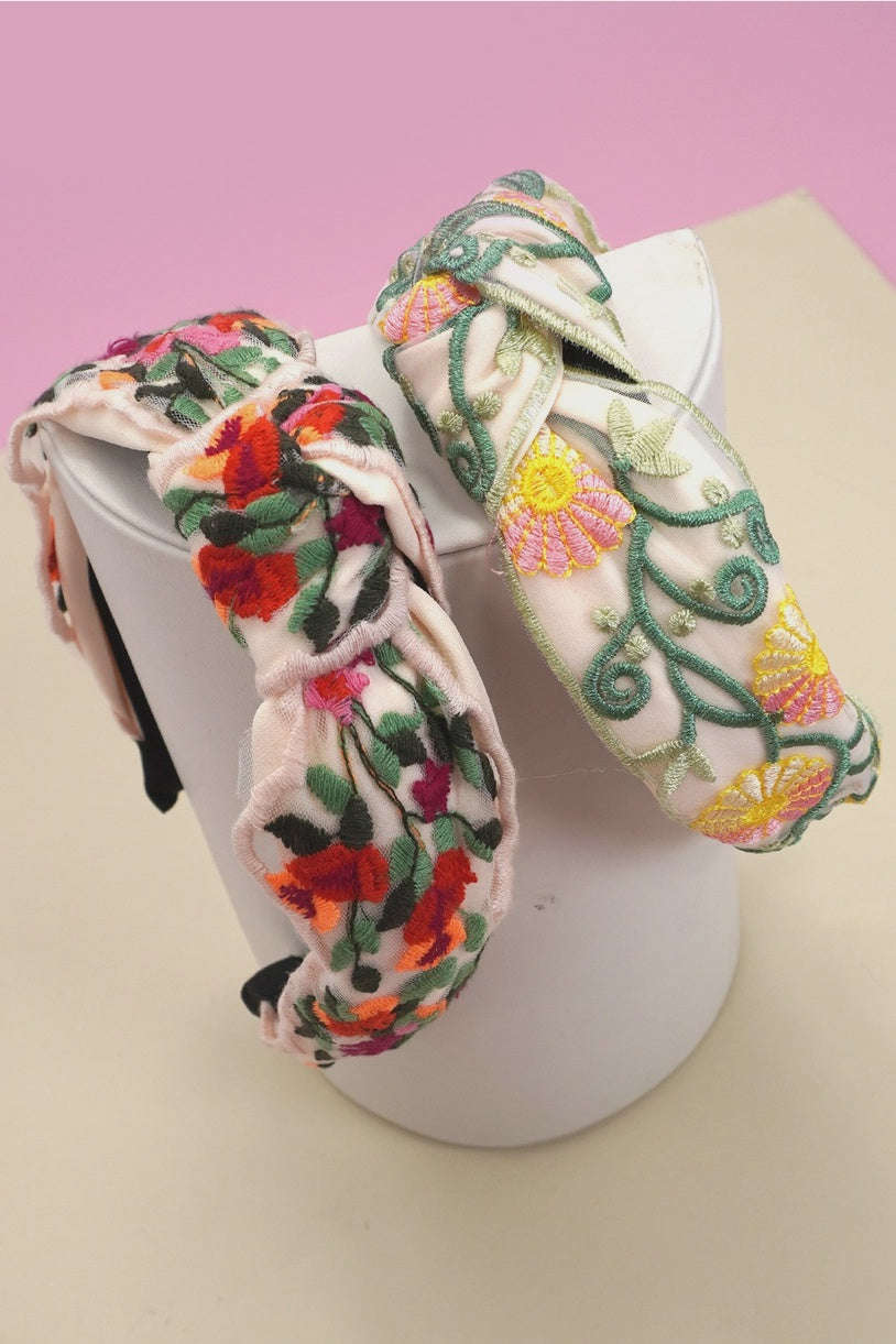 Colorful Floral Embroidery Hair Band Headband