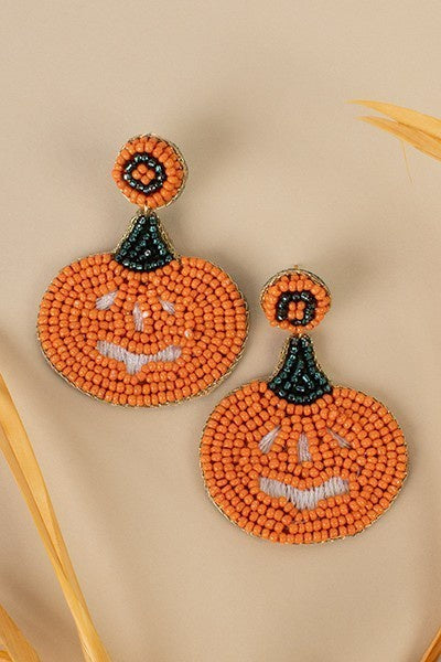 Beaded Pumpkin Earrings