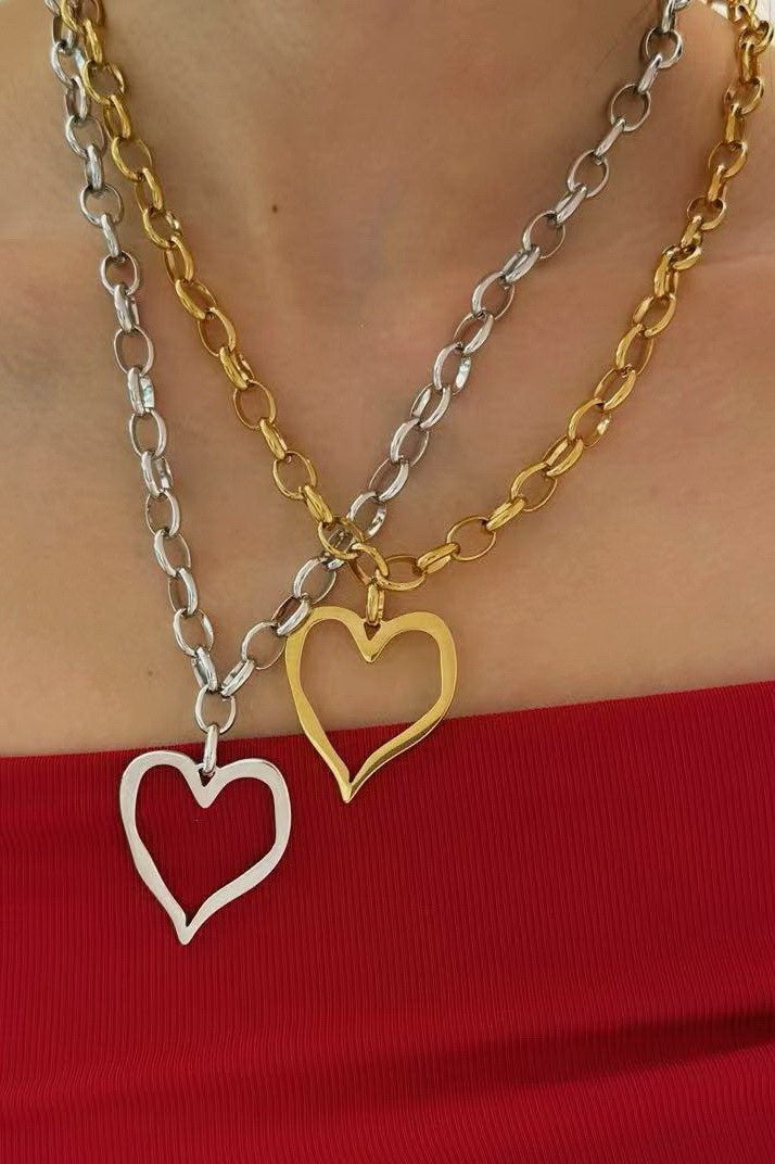 18k Stainless Steel Tarnish Free Heart Necklace