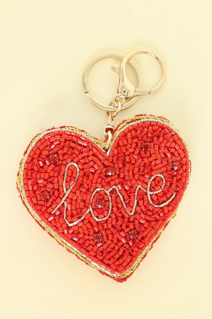 Heart Love Jeweled Keychain