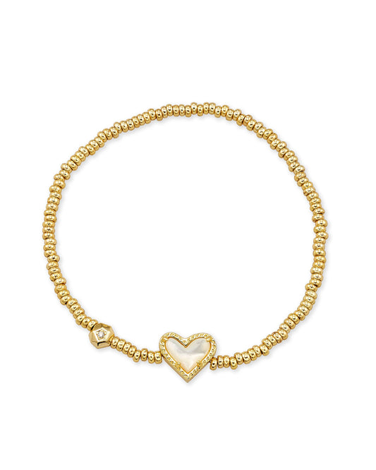 ARI HEART STRETCH BRACELET GOLD IVORY MOP