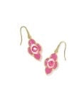 ABBIE MEDALLION SMALL DROP EARRINGS GOLD HOT PINK MIX