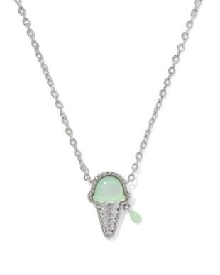 ICE CREAM SHORT PENDANT NECKLACE SILVER MINT MOTHER OF PEARL