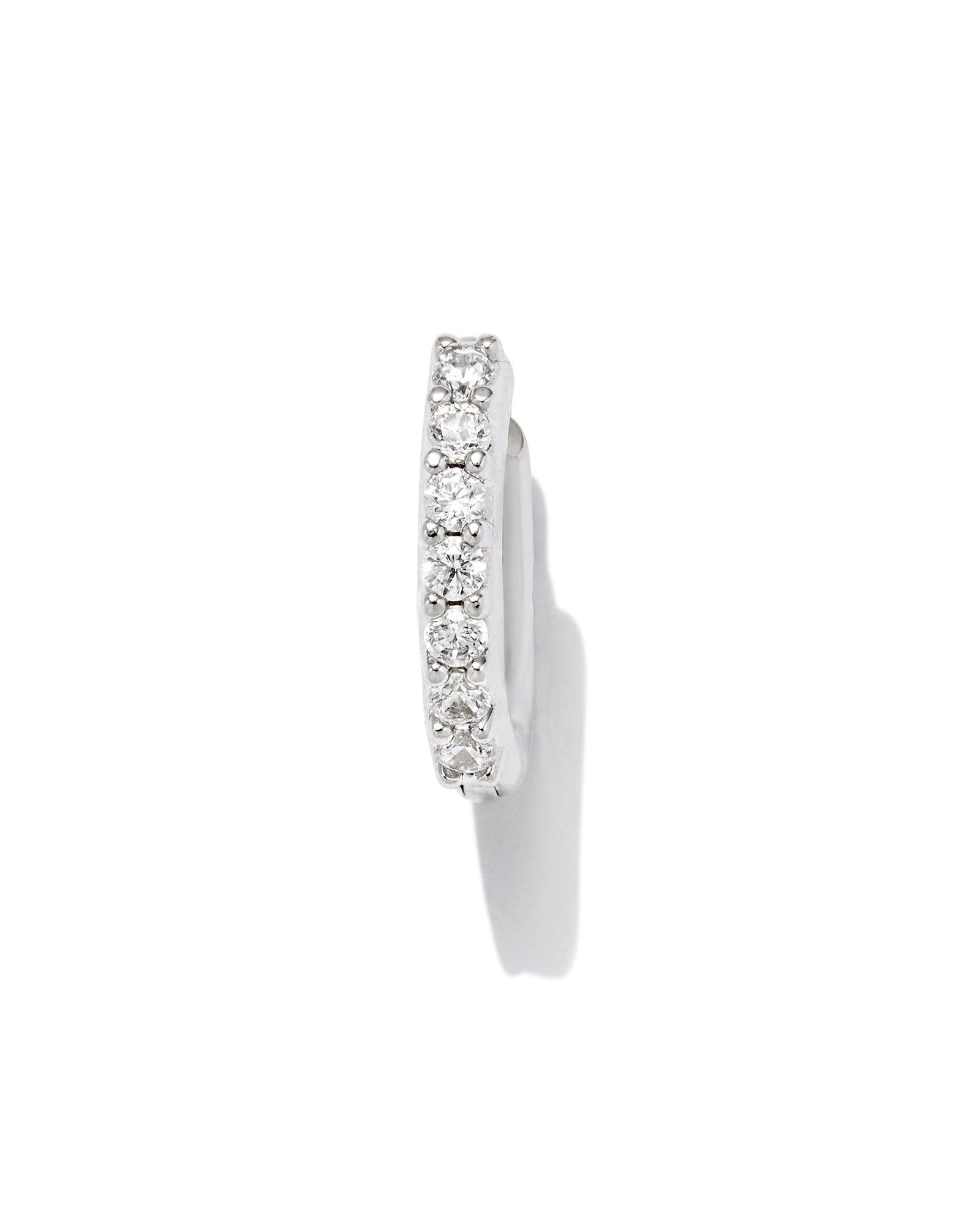 ADDISON CRYSTAL SINGLE HUGGIE EARRING SILVER WHITE CRYSTAL
