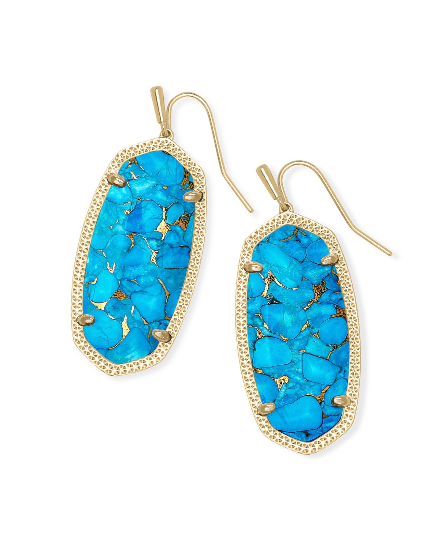 ELLE DROP EARRINGS GOLD BRONZE VEINED TURQUOISE